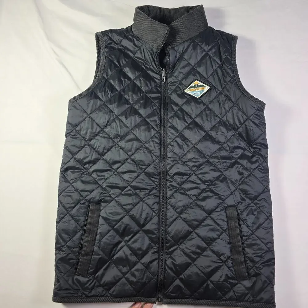Volcom Reversible Quilted Vest Youth XL (18-20) Black Corduroy Collar Full Zip